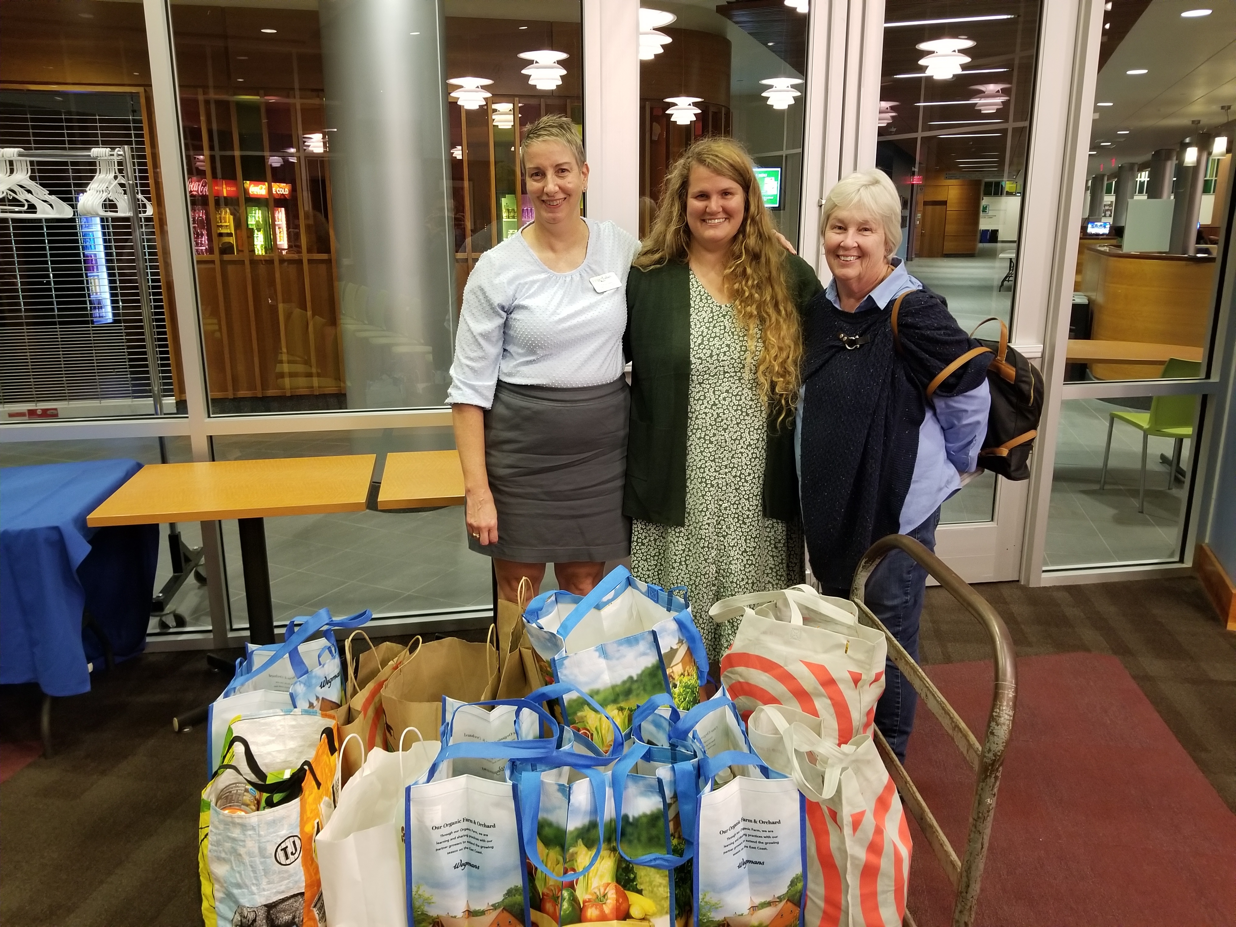 Panelists and food collected at the Emerging Leaders Panel discussion